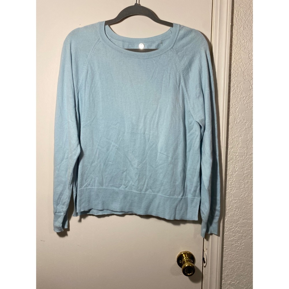 Margaret O'Leary Light Blue Cotton‎ Silk Crewneck Sweater Women's Size M